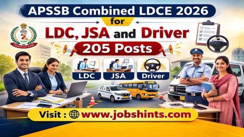 APSSB Combined LDCE 2026 for LDC, JSA and Driver - 205 Posts 1 Jobs Hints Jobs Hints Aruna APSSB Combined LDCE 2026 for LDC, JSA and Driver - 205 Posts