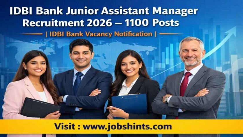 IDBI JAM JH IDBI Bank Junior Assistant Manager Recruitment 2026 - 1100 Posts | IDBI Bank Vacancy Notification