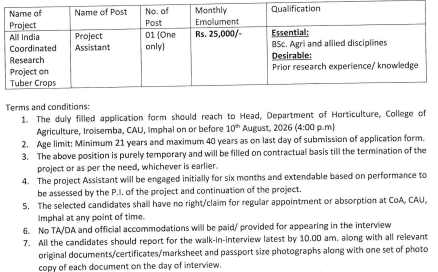 CAU Imphal Recruitment 2026 for PA post | Apply for CAU Walk-in-Interview Notification 1 Jobs Hints Jobs Hints image 7 CAU Imphal Recruitment 2026 for PA post | Apply for CAU Walk-in-Interview Notification