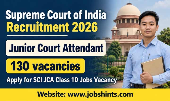 sci Supreme Court of India Recruitment 2026 for Junior Court Attendant – 130 vacancies | Apply for SCI JCA Class 10 Jobs Vacancy